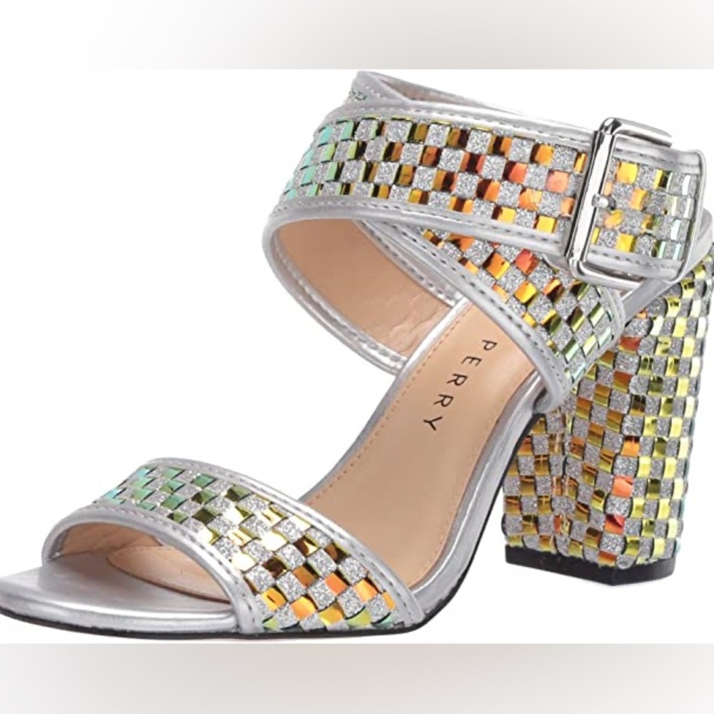 Katy Perry SHANA-IRIDESCENT WOVEN GLITTER Block Heel